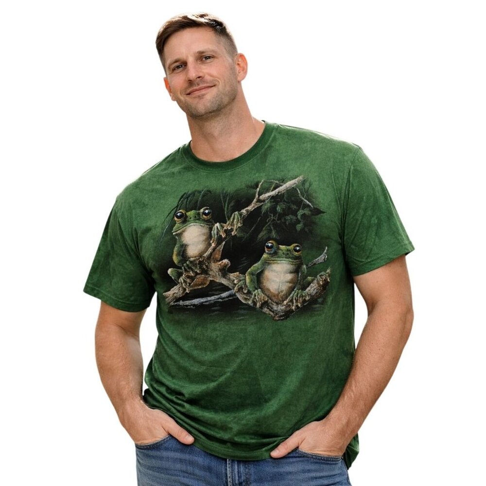 The Mountain Mens T-Shirt 2XL Green  Frog Graphic Tee 100% Cotton Short Sleeve